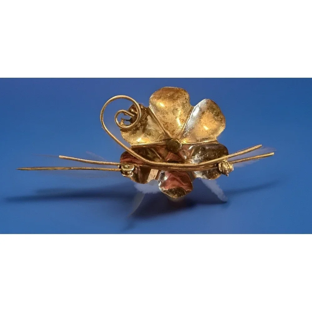 Vintage Sterling Silver Flower‎ Brooch Pin MCM 8.2 Gms